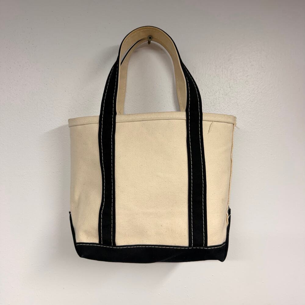 VTG 90's L.L. Bean Boat & Tote Canvas Bags SET OF 2 Dance Court Black Handles - Picture 6 of 15